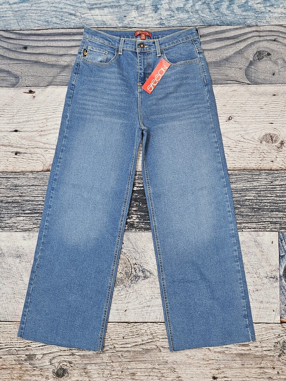 Sasson High-Rise Flare Raw Hem  Denim Jeans Women’s Size 28 NWT Boho Y2K Style
